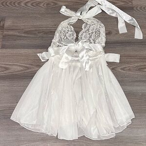 4for$30 Lingerie Sale! Details below!Cream Sleeveless Halter Babydoll Chemise